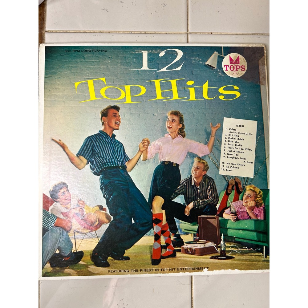 TOPS 12 Top Hits Vintage 1958 Vinyl LP Record‎ 1510U Volare Rockin Robin Hi-Fi